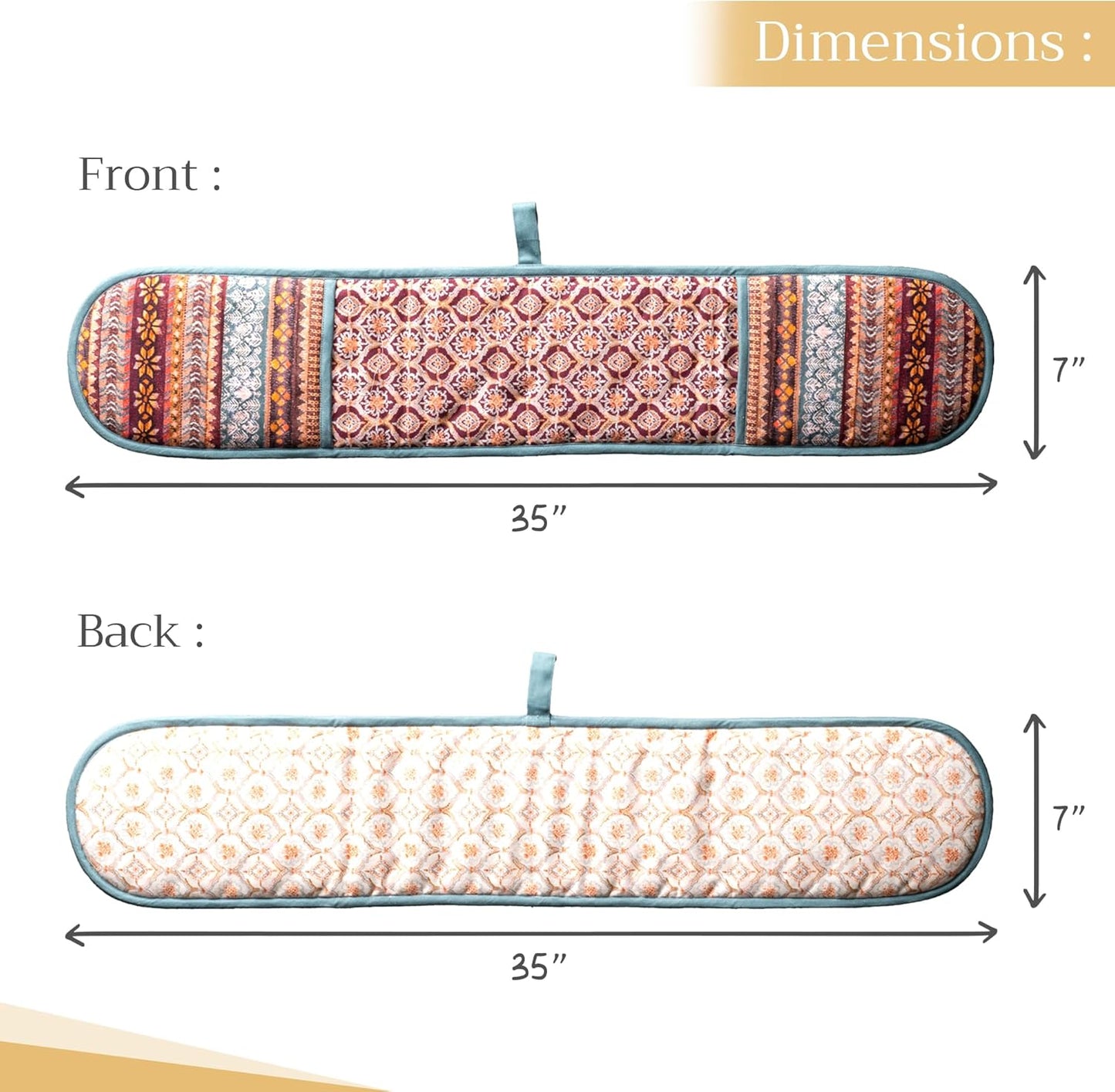 Maison d' Hermine Double Oven Mitt 100% Cotton Heat Resistant Cooking Gloves with Loop, Baking Barbeque, Handling Hot Pan, Fair Isle - Thanksgiving/Christmas (7 Inch x 35 Inch)