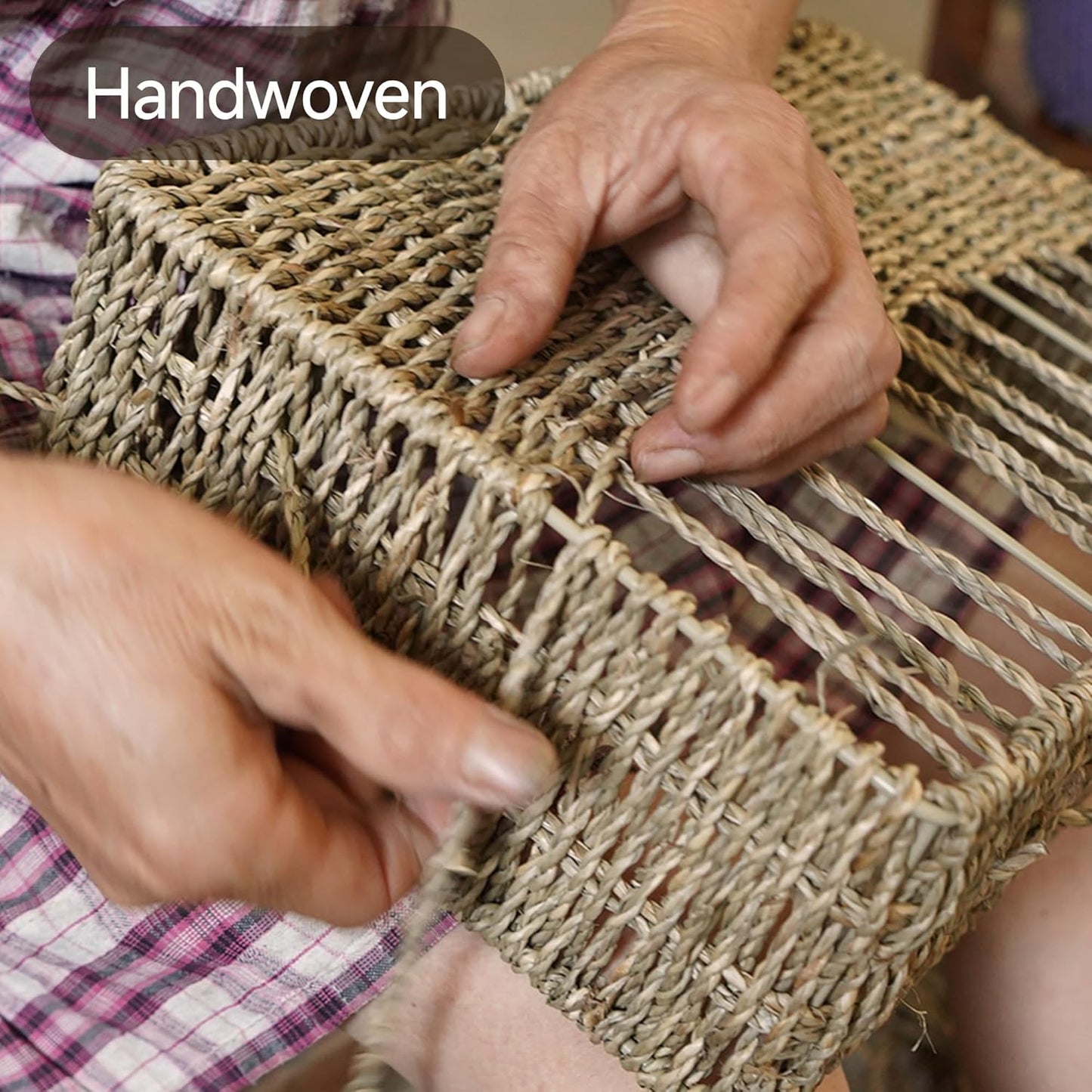 StorageWorks Small Pantry Baskets for Patato and Onion Storage, Wicker Baskets for Organizing with Built-in Handles, Seagrass Pantry Organizers and Storage for Kitchen Shelves, Countertop, 2 Pack