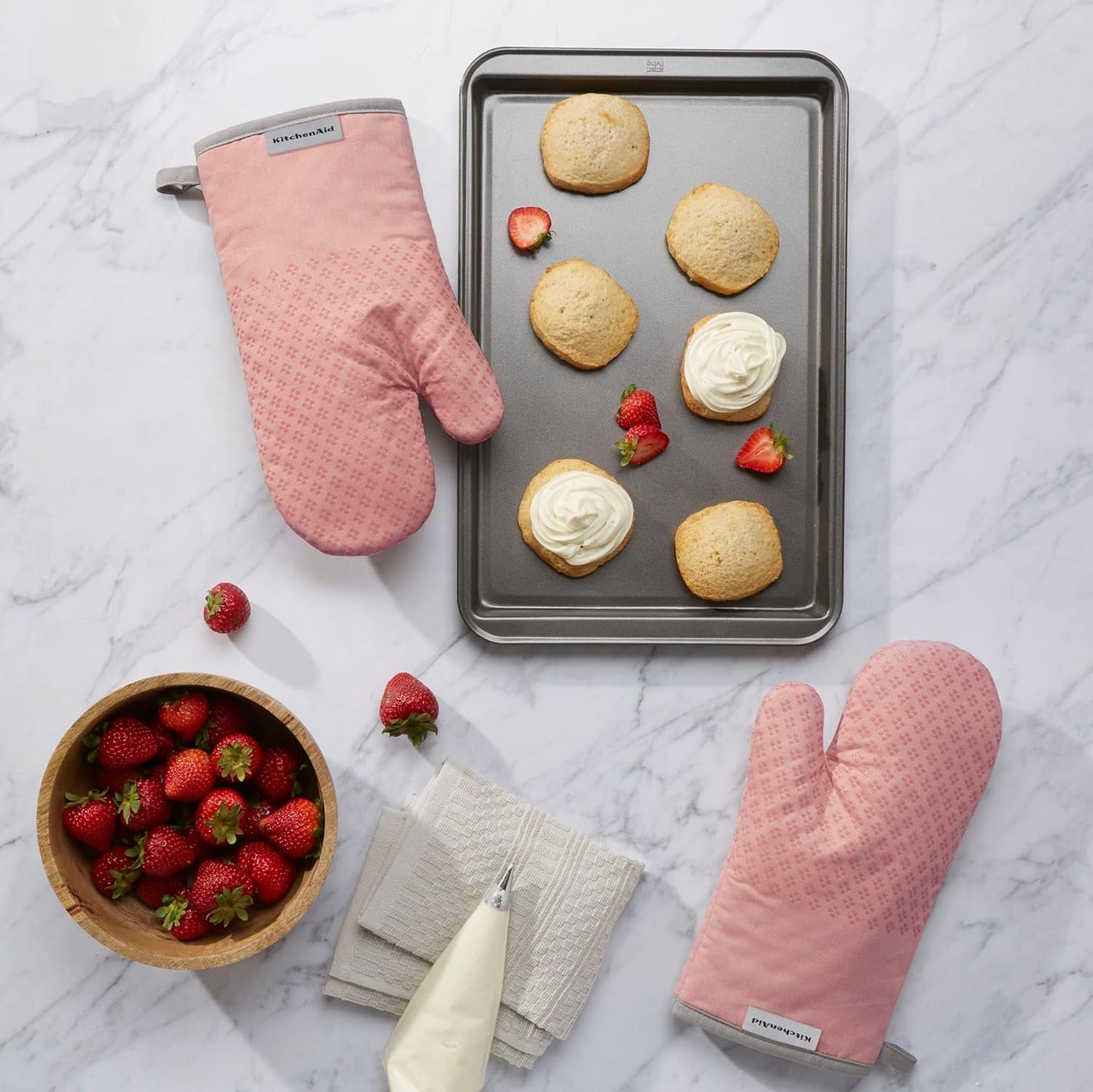 KitchenAid Asteroid Oven Mitt Set, Dried Rose 7"x12.5"