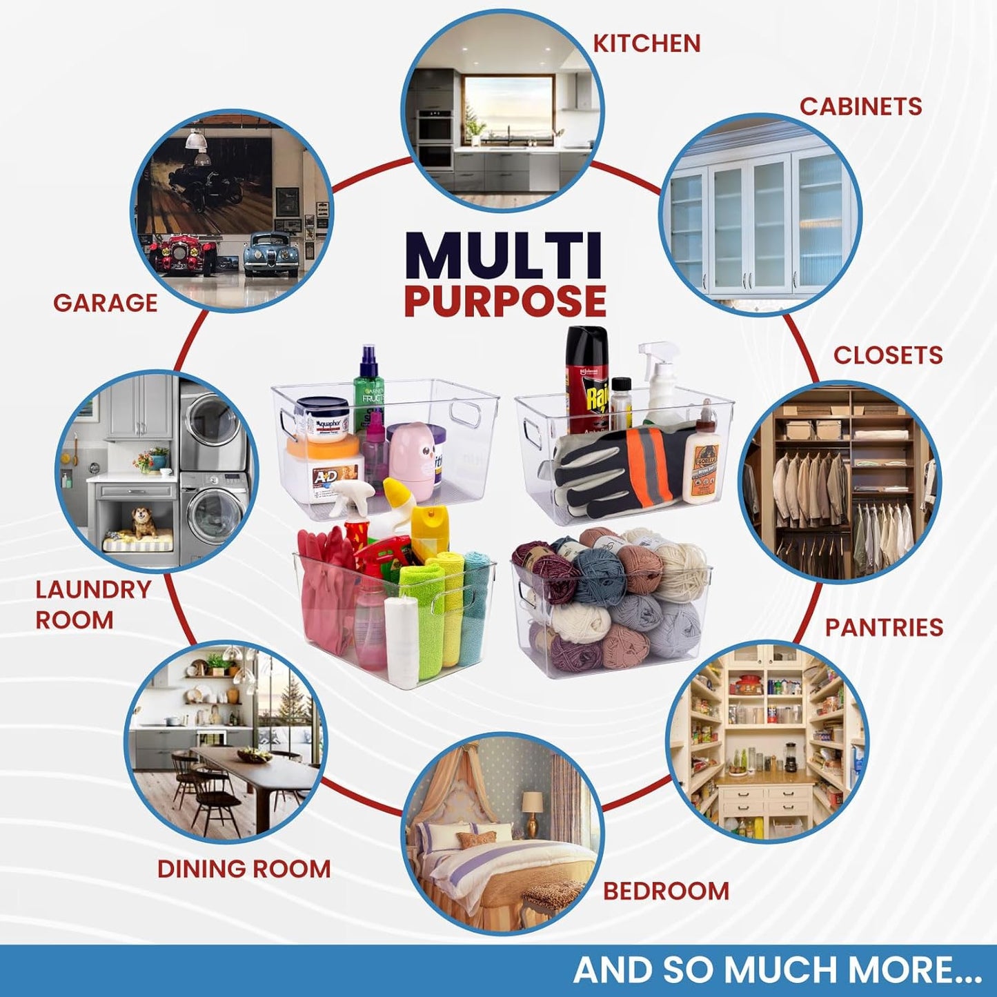 Clear Plastic Stackable Storage Bins with Lids, Pantry Organizers and Storage Containers Fridge Organizer Bins Kitchen Cabinet Organizer Bin for Organizing Under Sink Refrigerator Organization