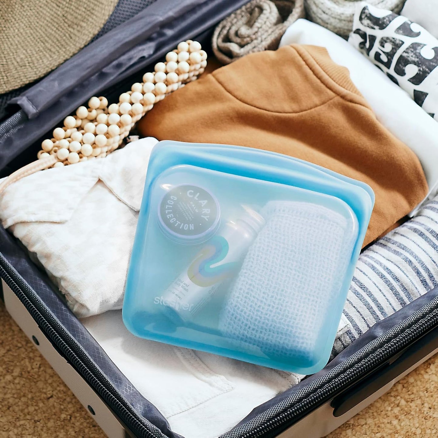 Stasher Premium Silicone Reusable Food Storage Sandwich Bag, Blue, Microwave, Sous Vide, Dishwasher, Oven and Freezer Safe, BPA Free, Leak-free, Eco-friendly, 28 Oz