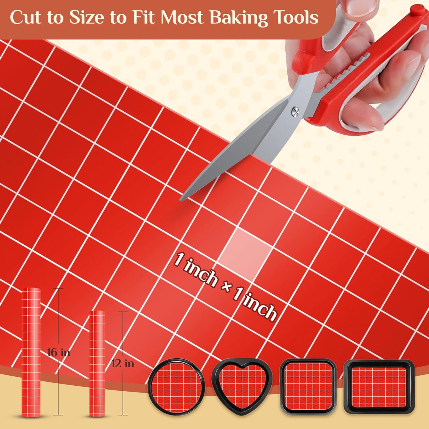 Silicone Baking Mat, 16 IN x 6 FT Free Cutting Baking Sheet,Non-Stick Reusable Dough & Pastry Mat,Non-Slip Silicone Mat Roll for Air Fryer Liner,Freeze Dryer,Oven Baking Pan,Kitchen Counter