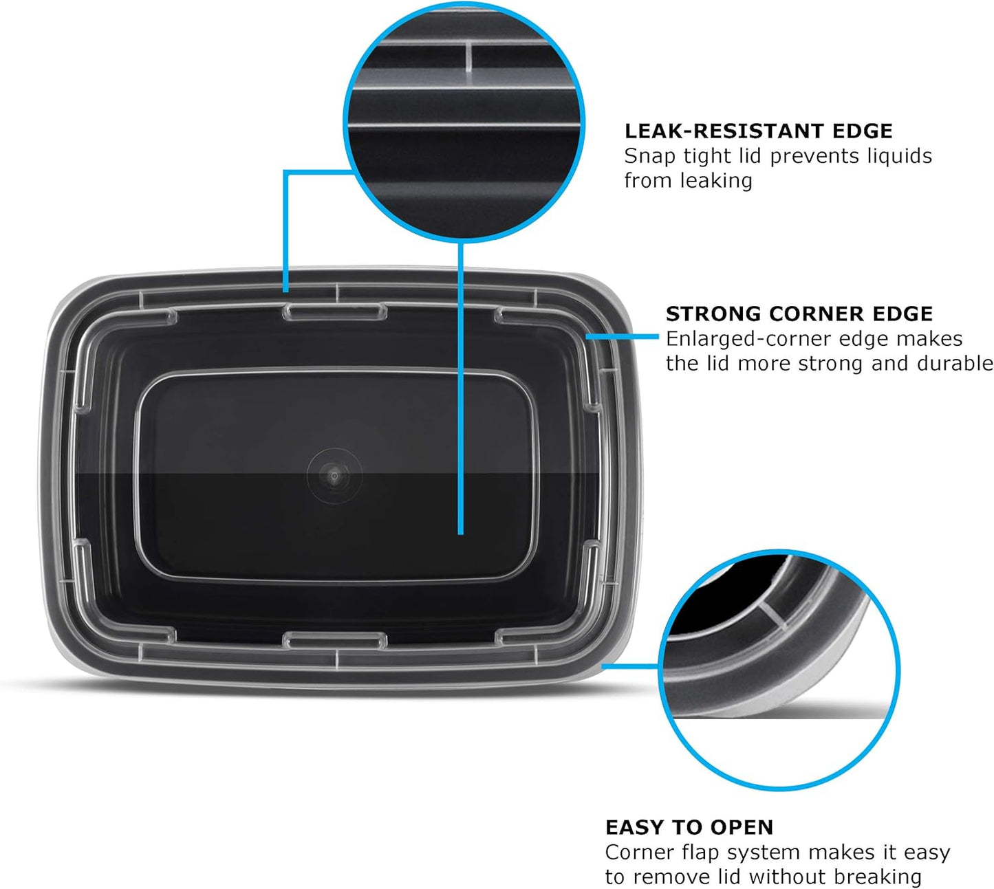 Freshware Meal Prep Containers 1 Compartment Food Storage Containers with Lids, Bento Box, BPA Free, Stackable, Microwave/Dishwasher/Freezer Safe (28 oz), 50 Count (Pack of 1)