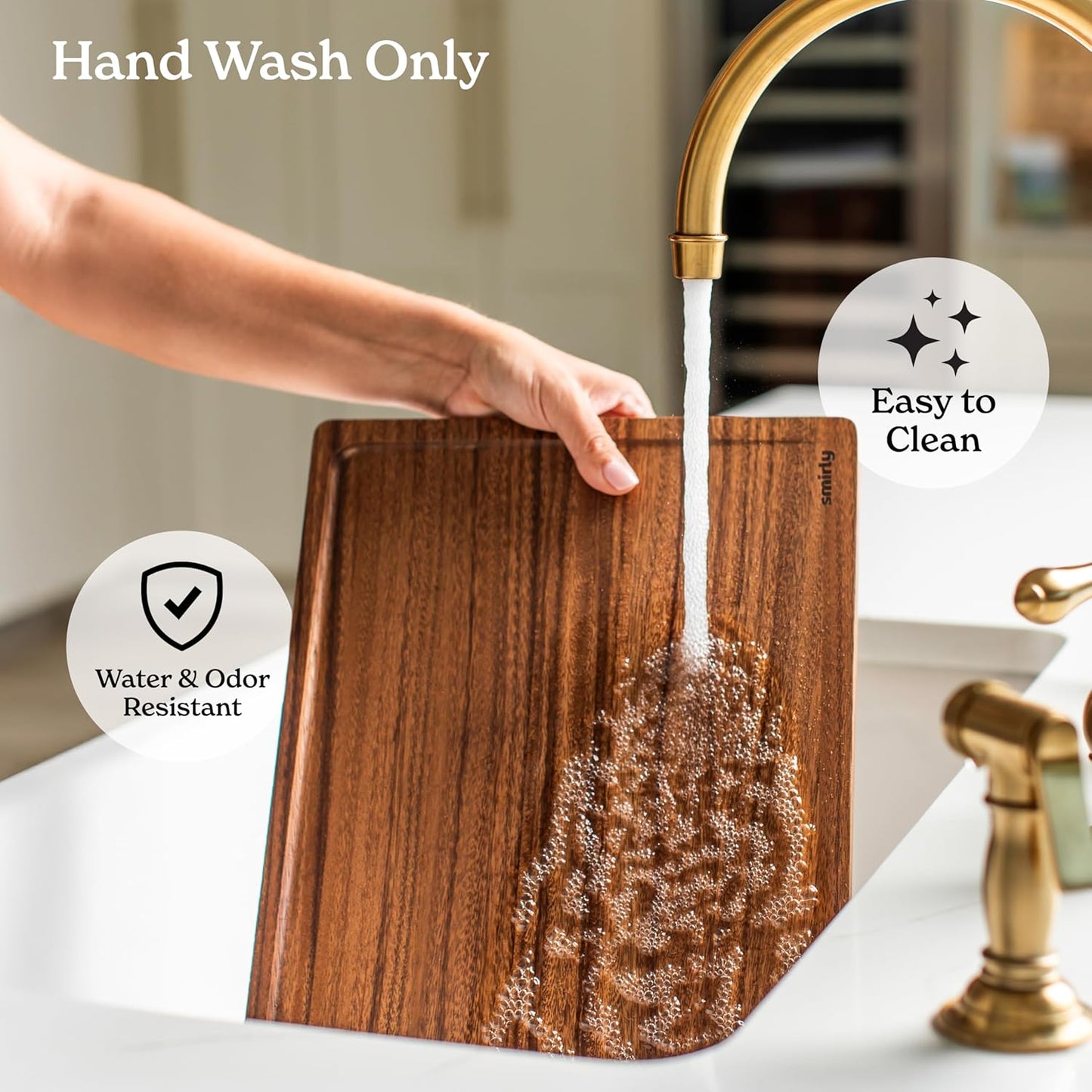SMIRLY Walnut Wood Cutting Boards for Kitchen, Large - Small, Walnut Wooden Cutting Board Set with Deep Juice Grooves, Non Toxic Serving Tray