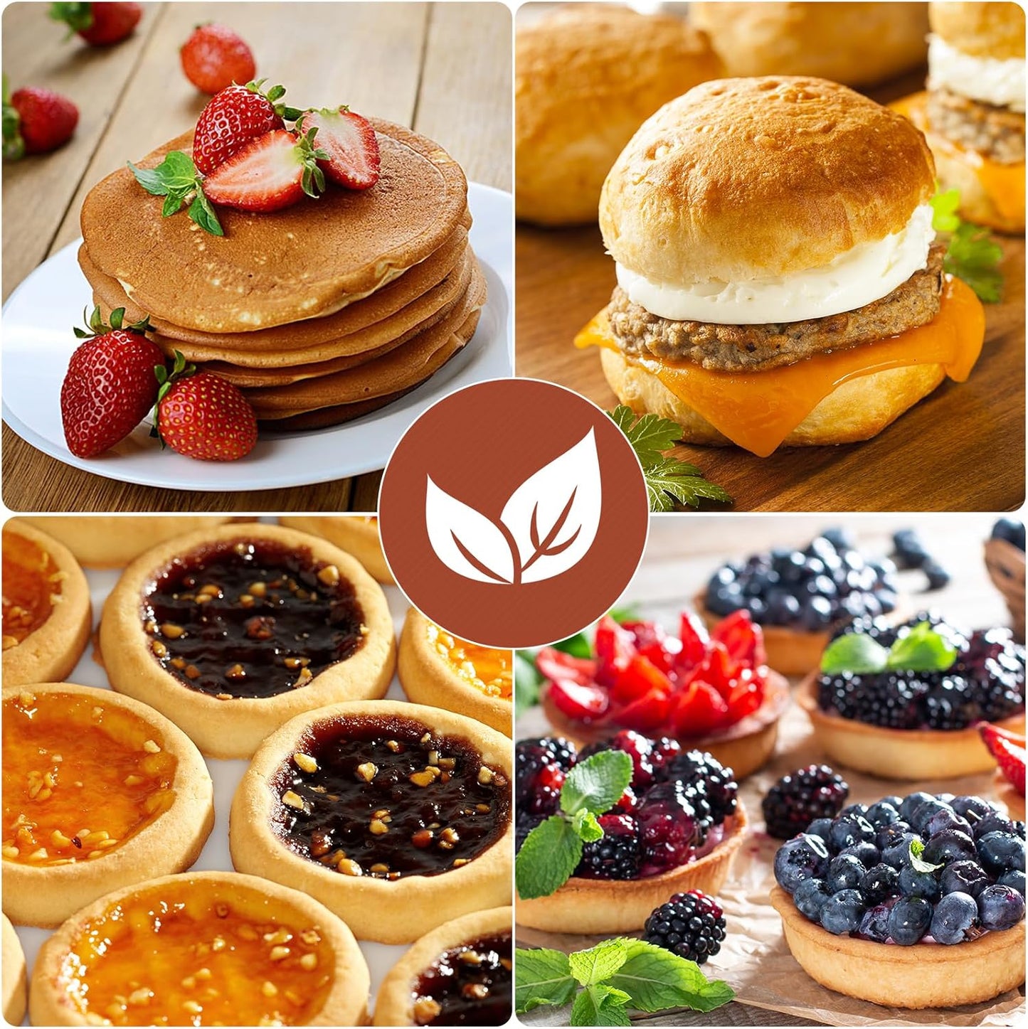 3 Pcs Silicone Egg Molds 4 Inch Jumbo Muffin Top Pans for Baking,Non-Stick 6 Holes Large Round Silicone Molds for Hamburger Egg Whoopie Pie Sandwich