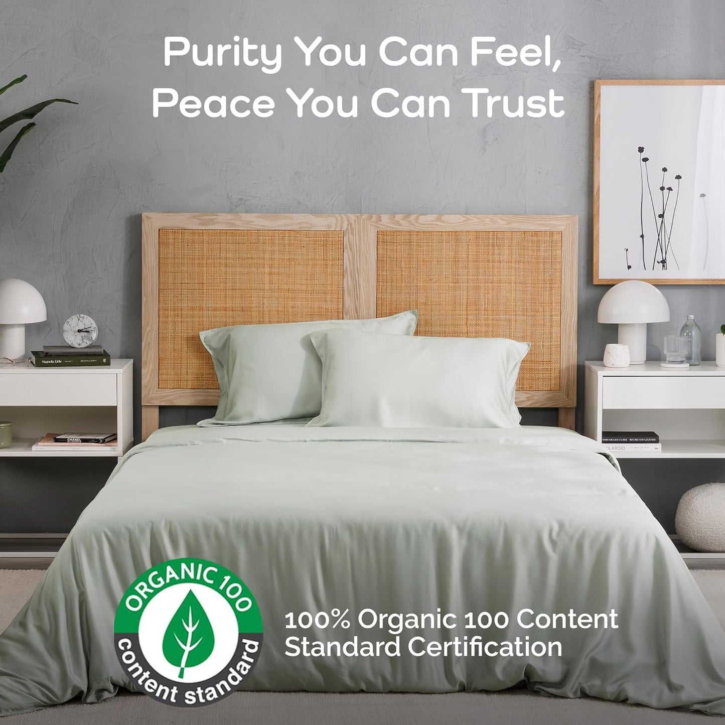 100% Viscose from Bamboo Sheets Full Size, Super Soft Bedding Set, 4 PC Cooling Sheets for Hot Sleepers, Vegan Silk Moisture Wicking, Organically Grown Bedsheet, Sage - 54" x 75"