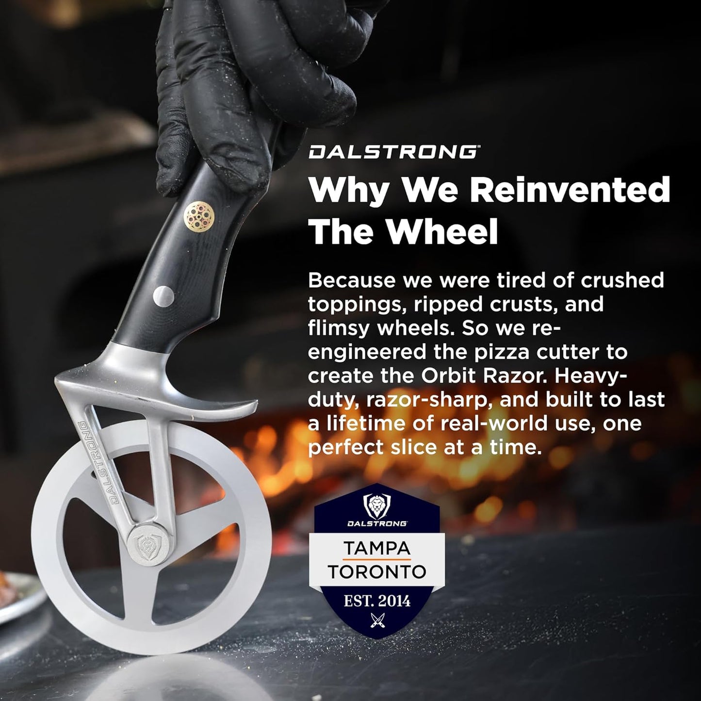 Dalstrong Pizza Wheel Cutter - The Orbit Razor Unique Pizza Wheel & Cutter -High-Carbon Heavy-Duty Stainless Steel - G10 Handle - Razor Sharp - Thumb Guard Protection & Blade Cover
