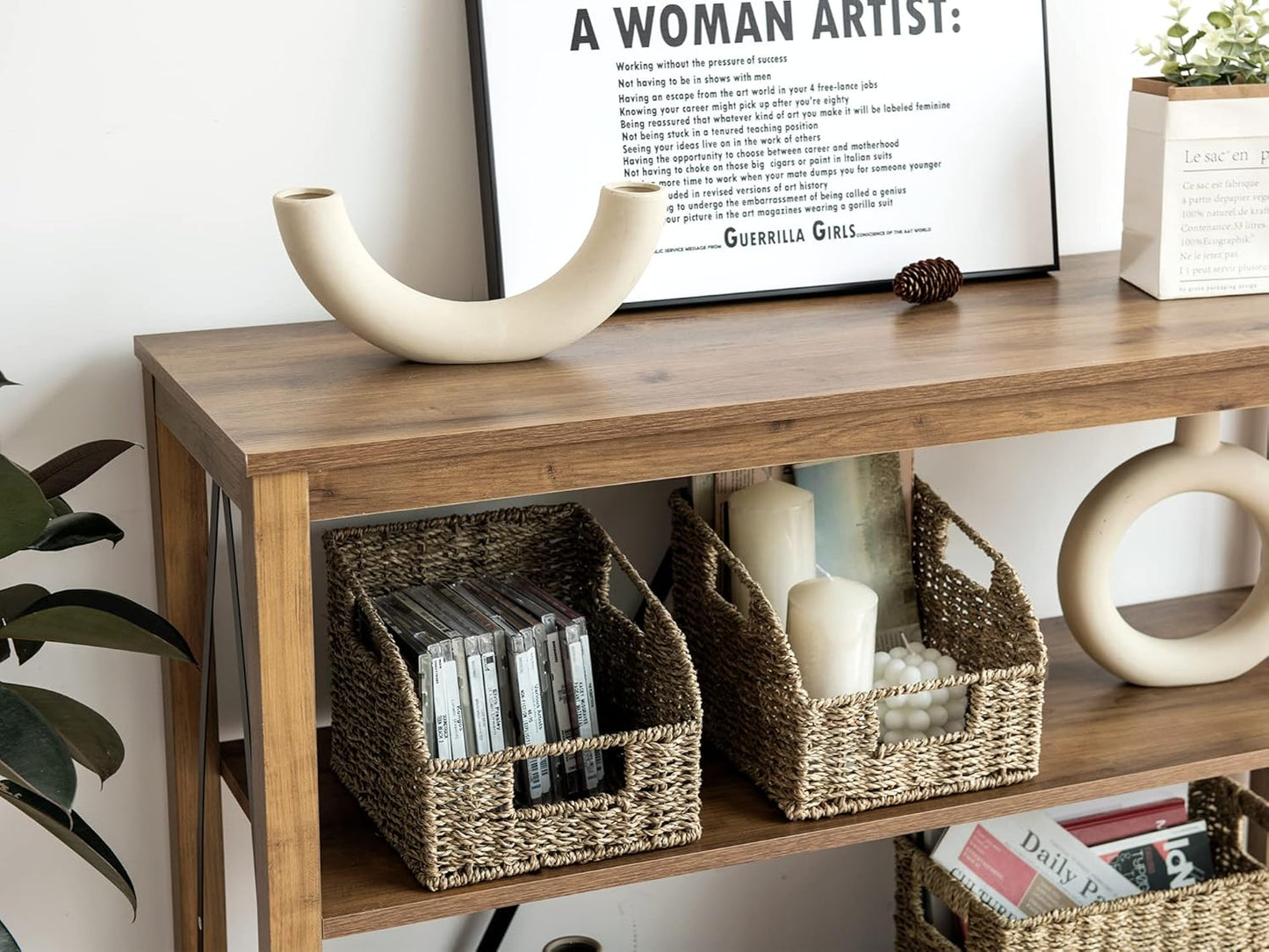 StorageWorks Wicker Baskets for Organizing, Pantry Organizers and Storage, Seagrass Storage Basket for Pantry Shelves, Kitchen Counter, Natural, 2 Pack