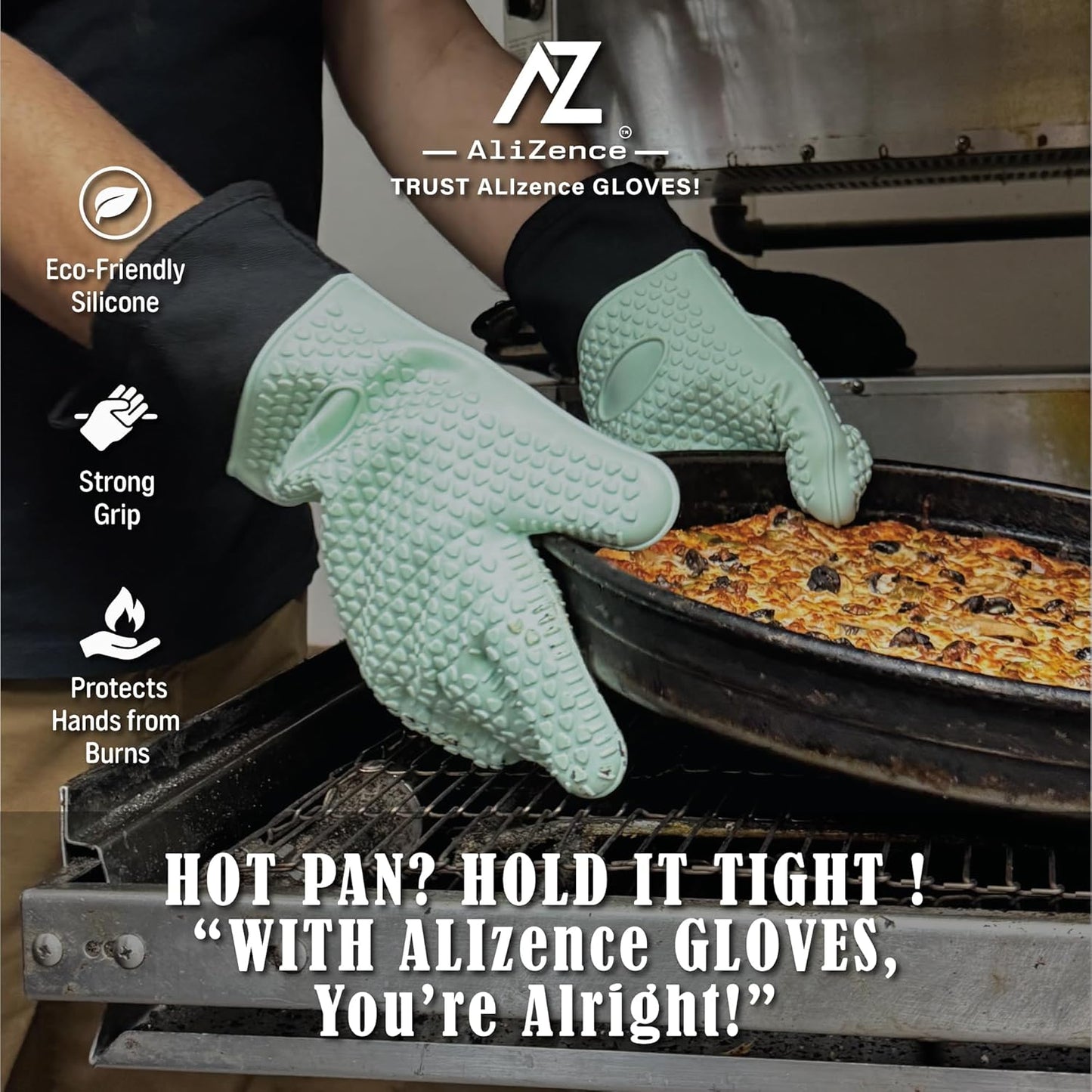 Silicone Smoker Oven Gloves & BBQ Set – Extreme Heat Resistant, Waterproof Oven Mitts, Mini Gloves, Hot Pads & Pot Holders for Cooking, Grilling, Baking, Extra Soft, Superior Value 6 pc Set. (Aqua)