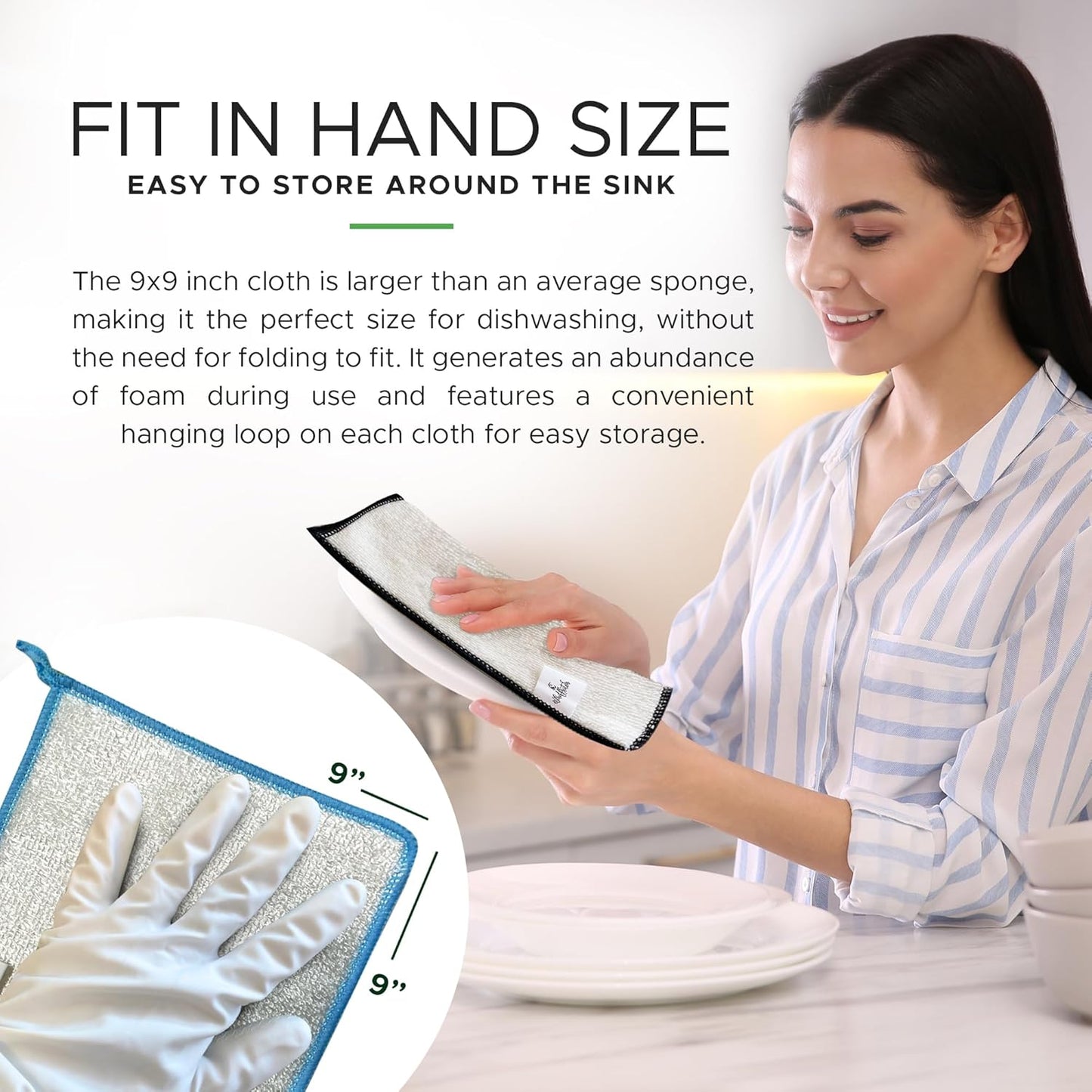 Whiffkitch Dishcloths & Towels for Kitchen – Drying, Absorbent, Washcloths, Durable, Non-Scratch, Multi-Surface Cleaning, 9x9 Inches Multi Color, 6 Pack