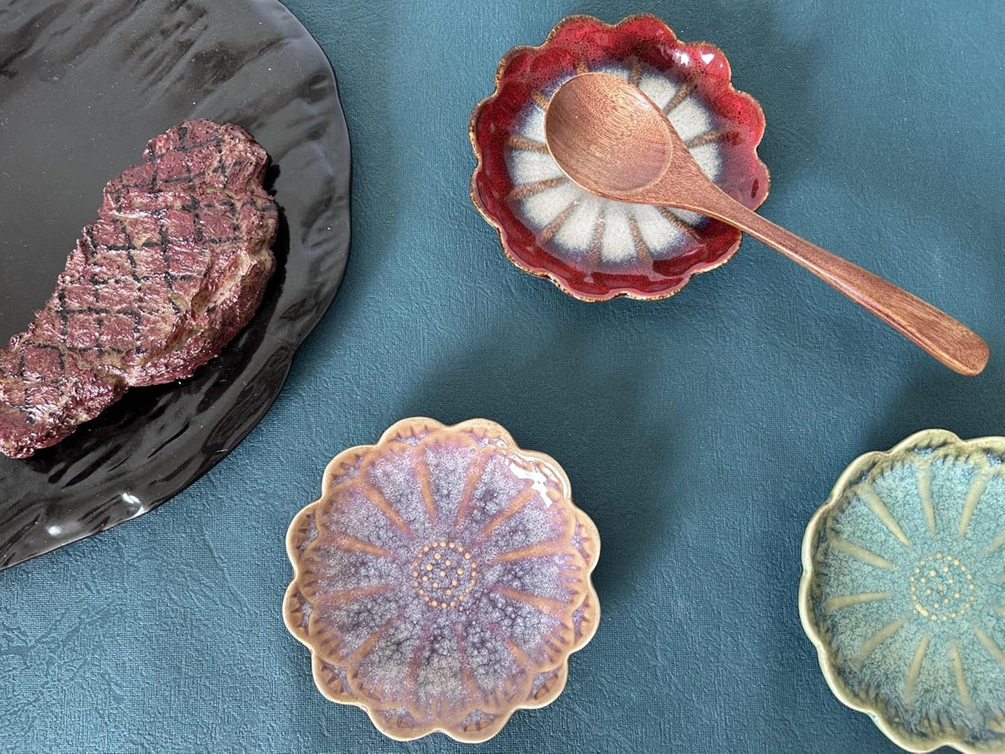 Ceramic Spoon Rest for Stove Top, Flower Cute Spoon Rest for Kitchen Counter, Cooking Spoon Holder for Kitchen Counter, Utensil Rest Spatula Rest Ladle Holder Tong Rest, 1 PC (Retro, Lavender Purple)