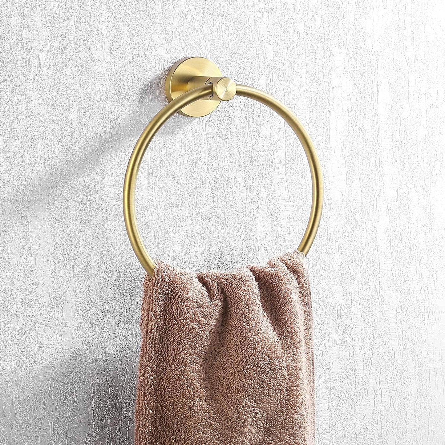 KES Brushed Gold Towel Ring Bathroom Hand Towel Holder Round Wall Mount SUS 304 Stainless Steel Brushed Gold Finish, A2180DG-BZ
