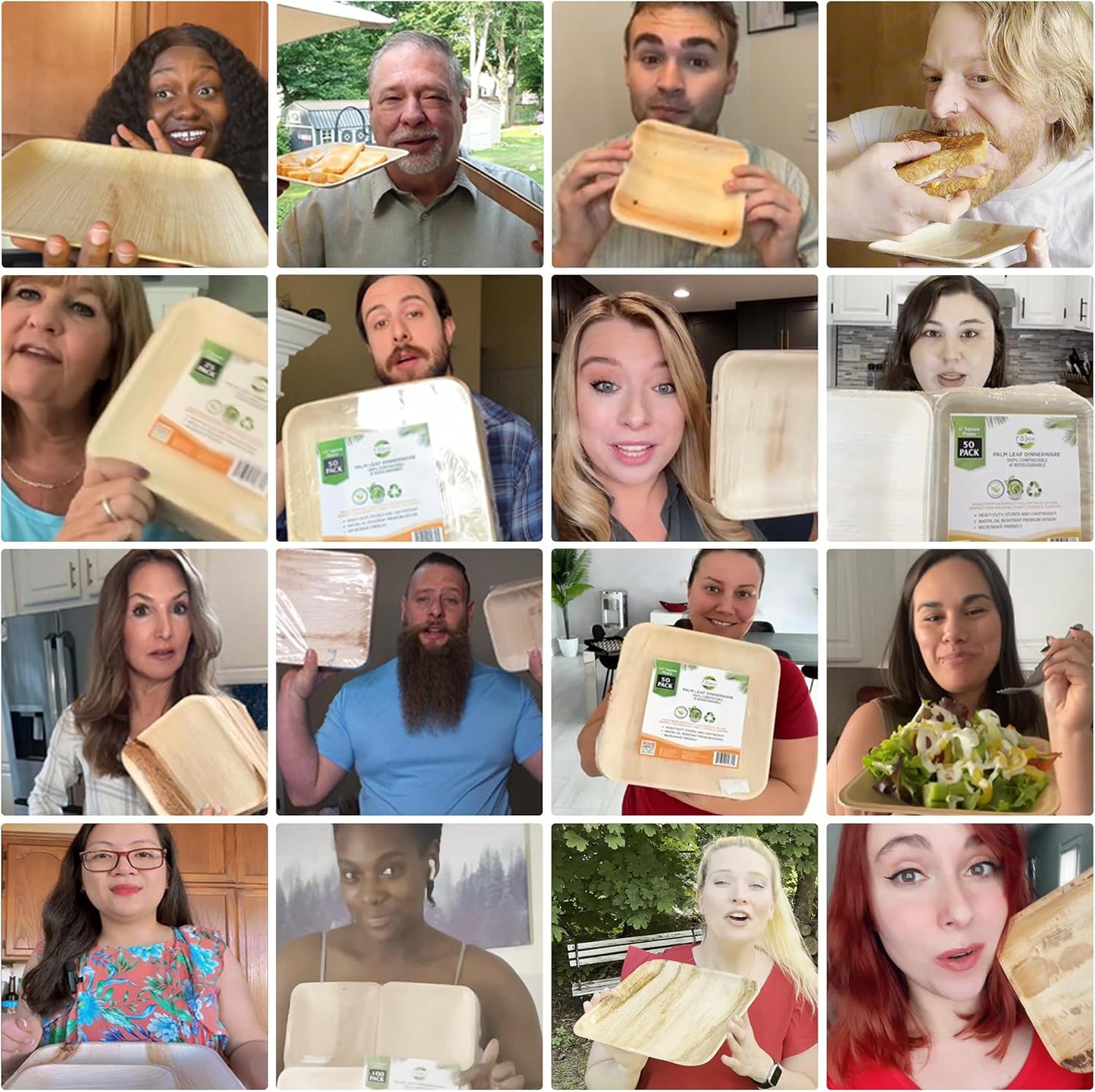 Raj Palm Leaf Bulk Plates 6" 400 Square Plates like Bamboo plates Disposable, Decorative Compostable Tableware for wedding, Lunch, Dinner, Birthday, Camping, Outdoor BBQ, Picnic