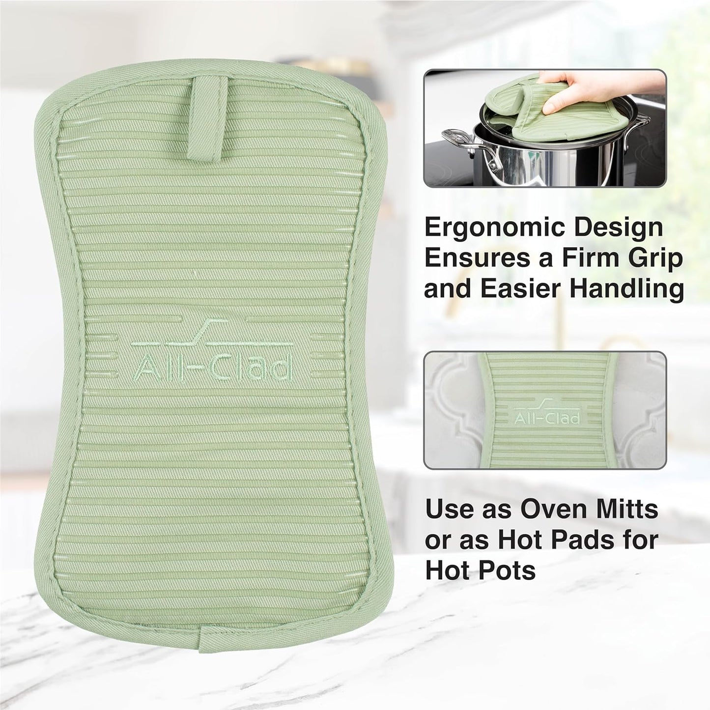 All-Clad Premium Pot Holder & Hot Pad: Heat Resistant to 500 Degrees - 100% Cotton, 10"x6.25" Hot Pad for Kitchen and Barbeque, (1-Pack), Fennel