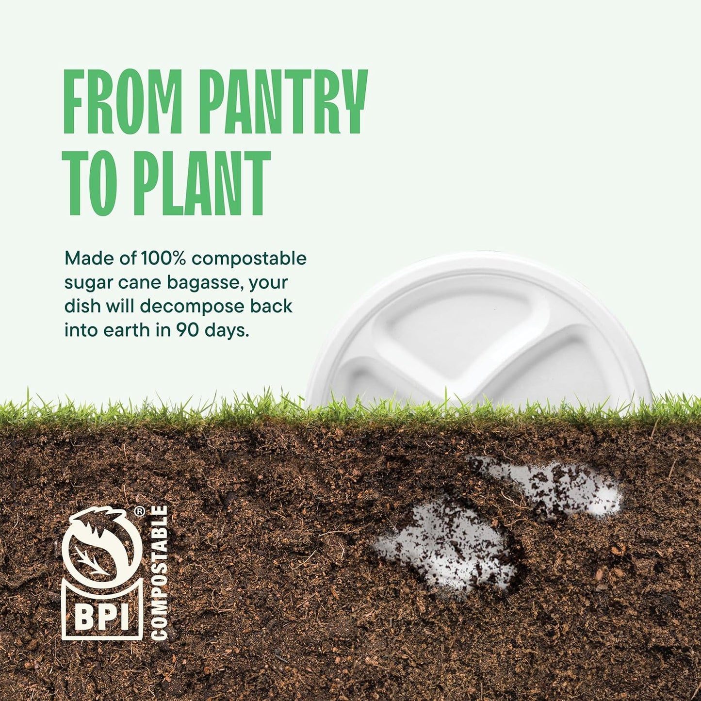 100% Compostable Paper Plates 10 Inch Bulk [500 Count] Heavy-Duty Dinner Plates with Compartments - Natural White Color Bagasse - Eco-Friendly Disposable Biodegradable Sugarcane - [Case 4/125 Pack]