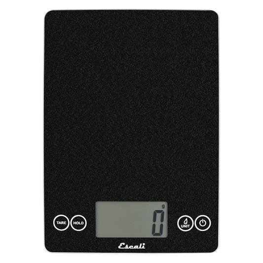 Escali Arti Glass Food Scale Digital Countertop Kitchen, Baking and Cooking Scale with Nutrition and Calorie Counter, 15-Pound Capacity, 9" x 6.5" x .75", Black