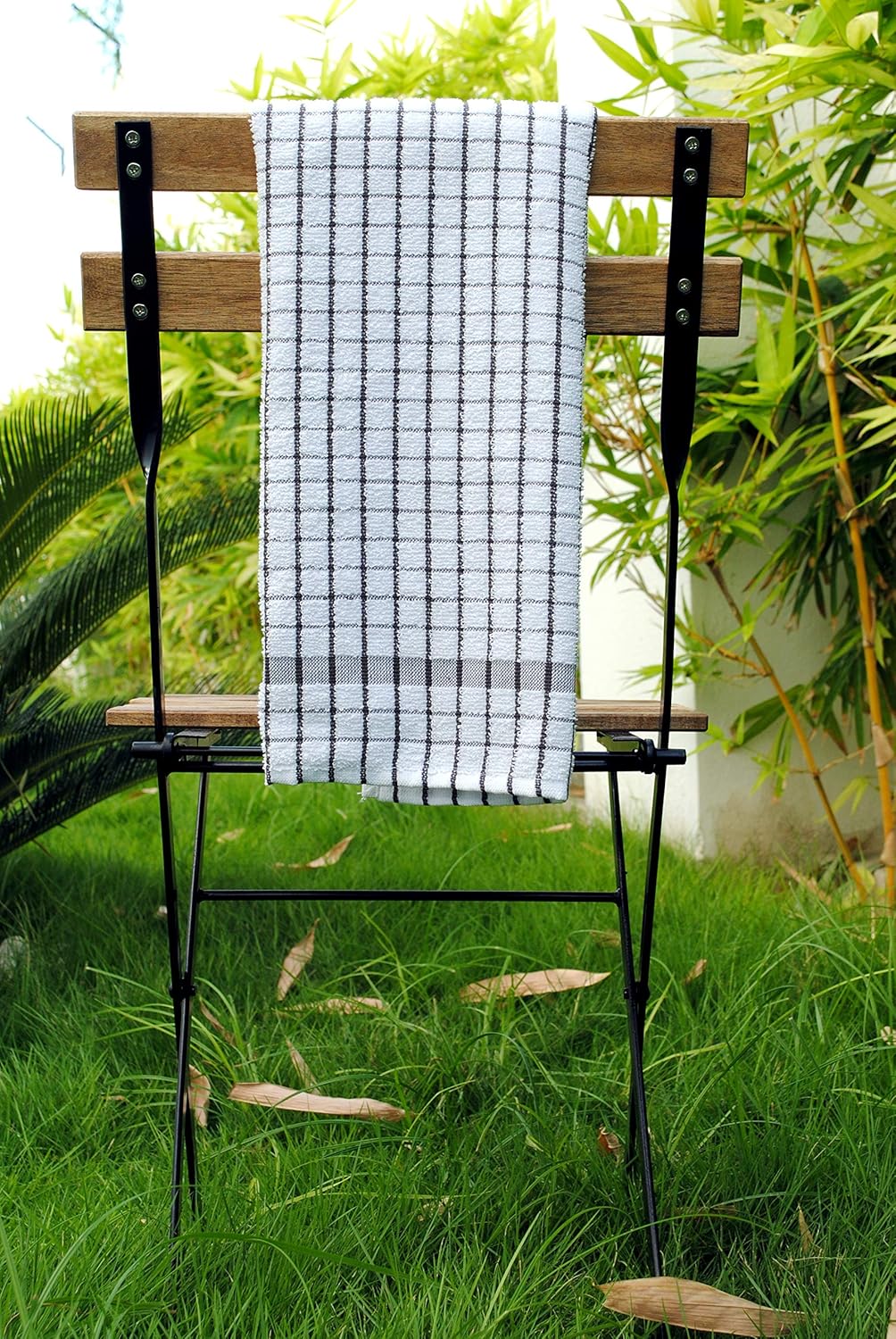 AMOUR INFINI Kitchen Towels Set of 4 - Highly Absorbent, Super Soft Terry Cotton 20x28 Inch Dish Towels with Hanging Loop - Hand & Tea Towels for Cleaning & Drying Dishes (Ass- Charcoal)