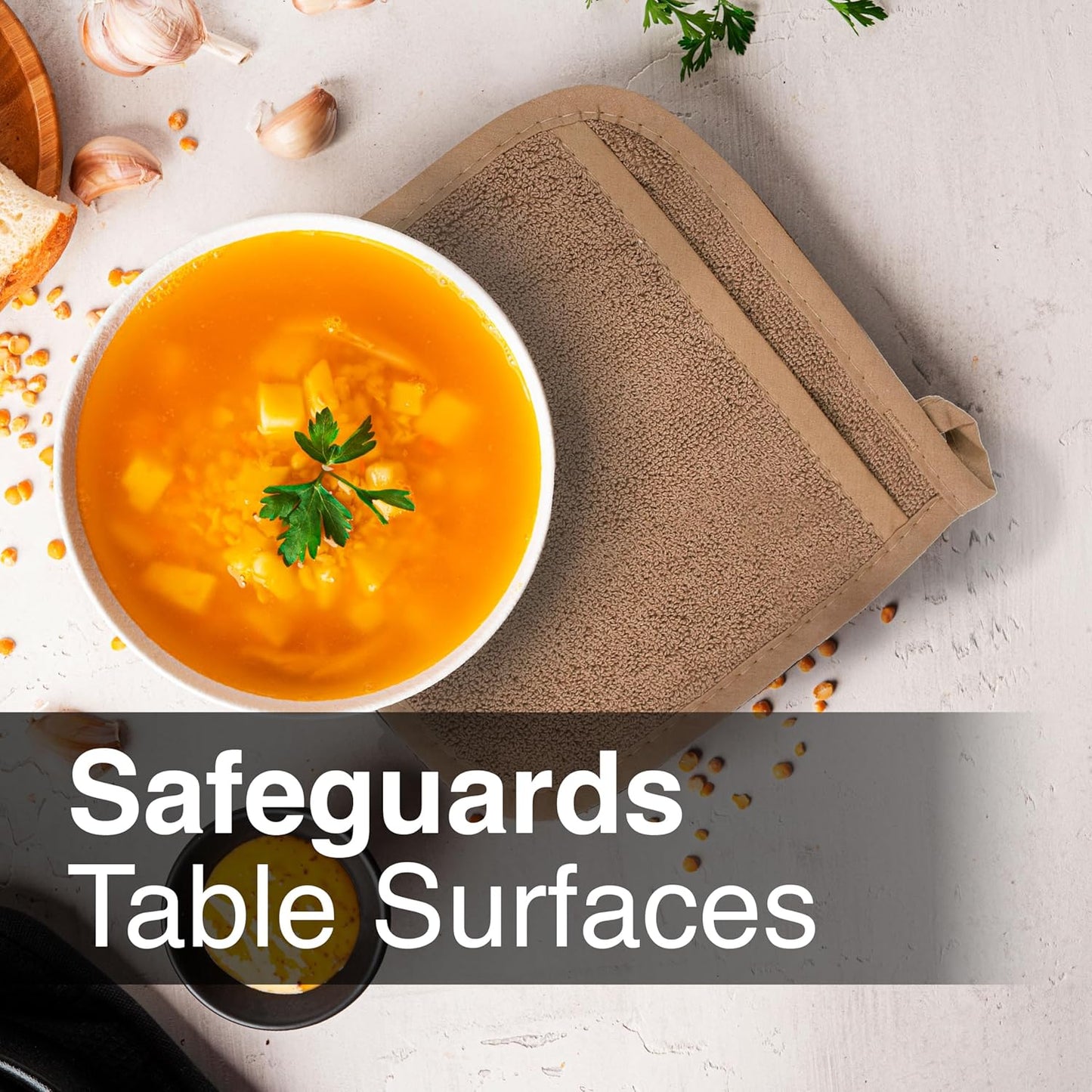 RITZ Terry Pocket Mitt & Hot Pad: Unparalleled Heat Resistant, Durable 100% Cotton,Ergonomically Designed for Optimal Grip, Easy-Care Machine Washable 4-Pack, Mocha Brown