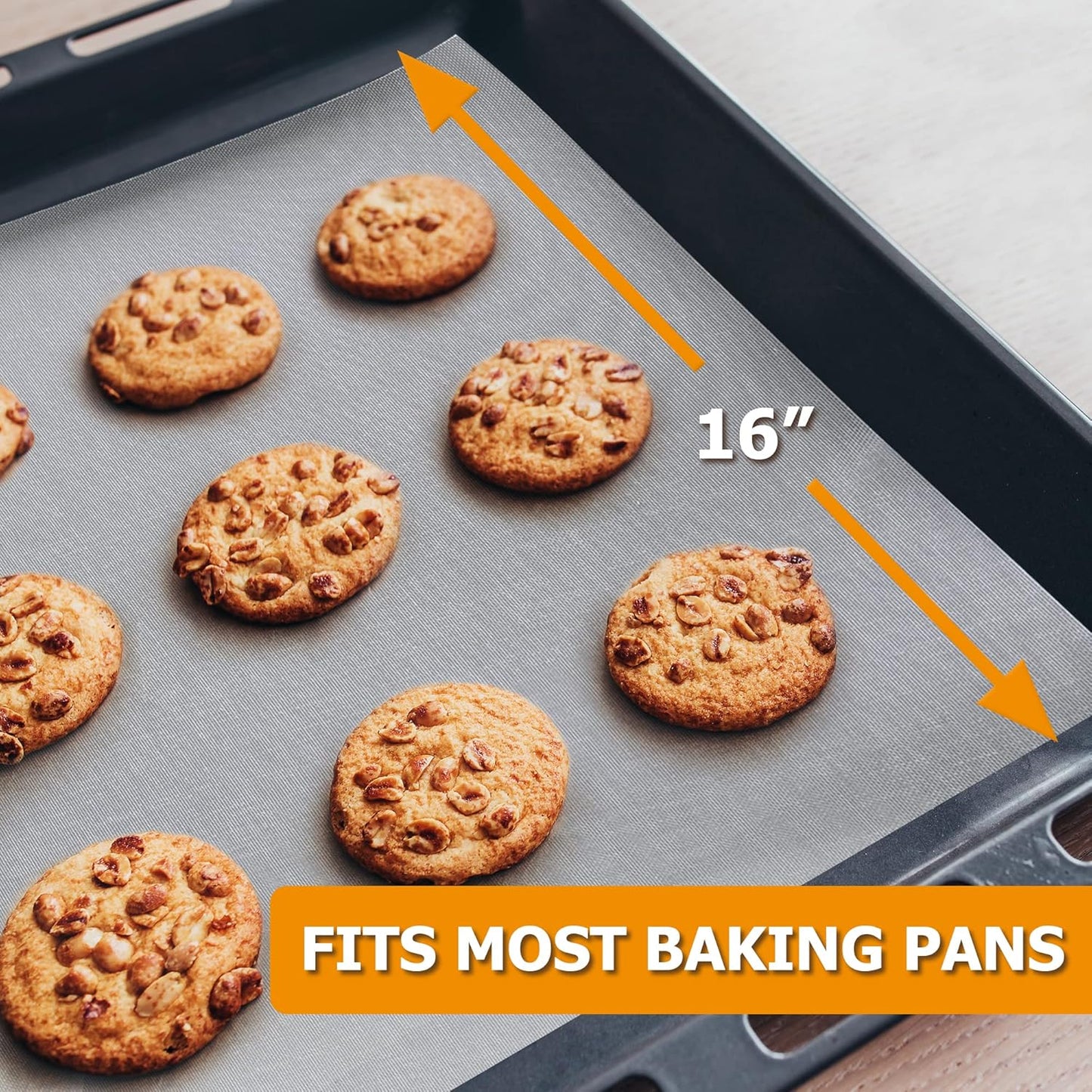 Silicone Baking Mat Roll - Best German Silicone - Non-slip Silicone Pastry Mat, Non-Stick Reusable Air Fryer Linner, Counter Mat, Oven Liner, Freeze Dryer Mat - 16IN x 8FT