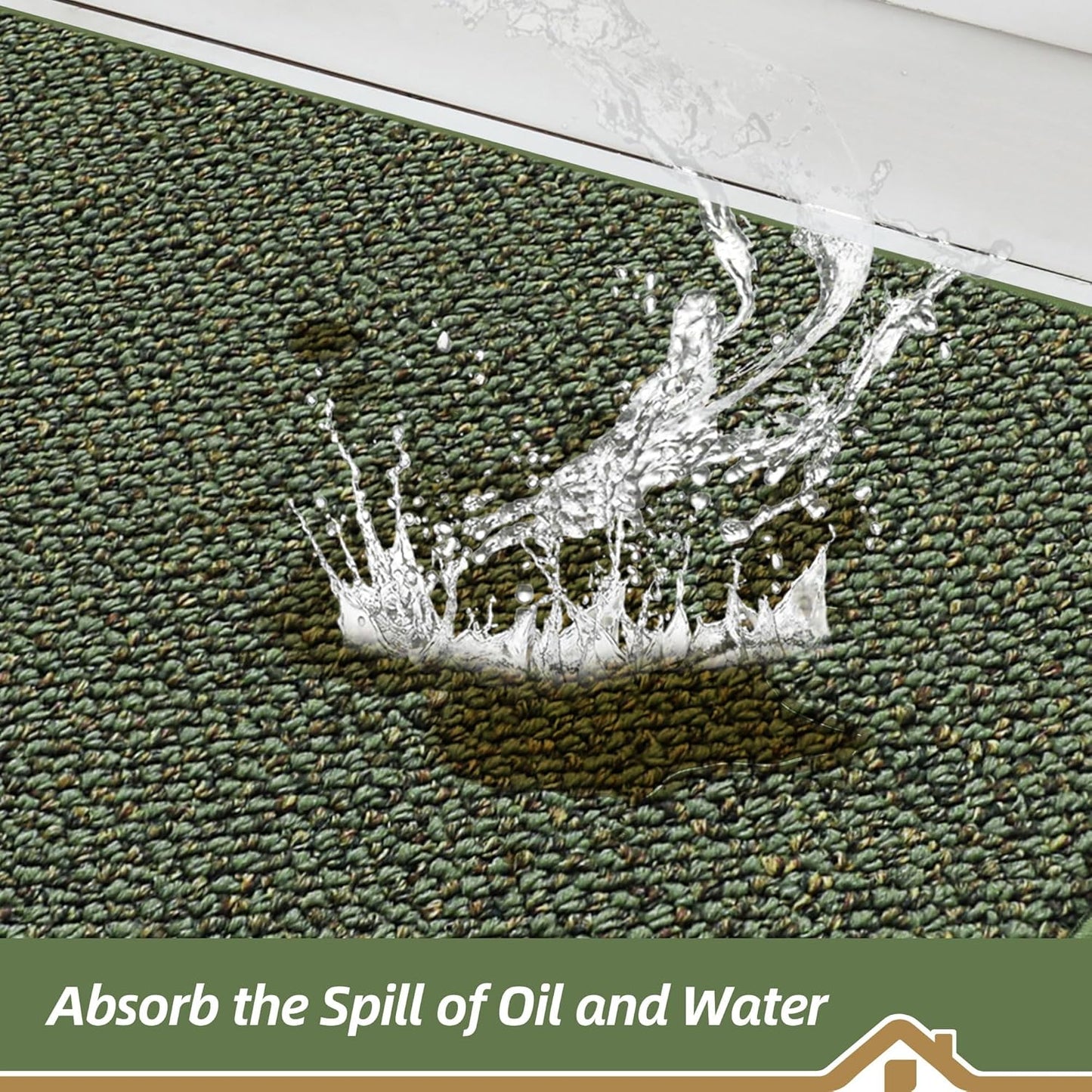 BEQHAUSE Kitchen Rugs 32"x48", Non-Slip Kitchen Mats for Floor, Super Absorbent and Stain Resistant Kitchen Rugs, Machine Washable Rugs for Kitchen, Hallway, Laundry & Sink, Green