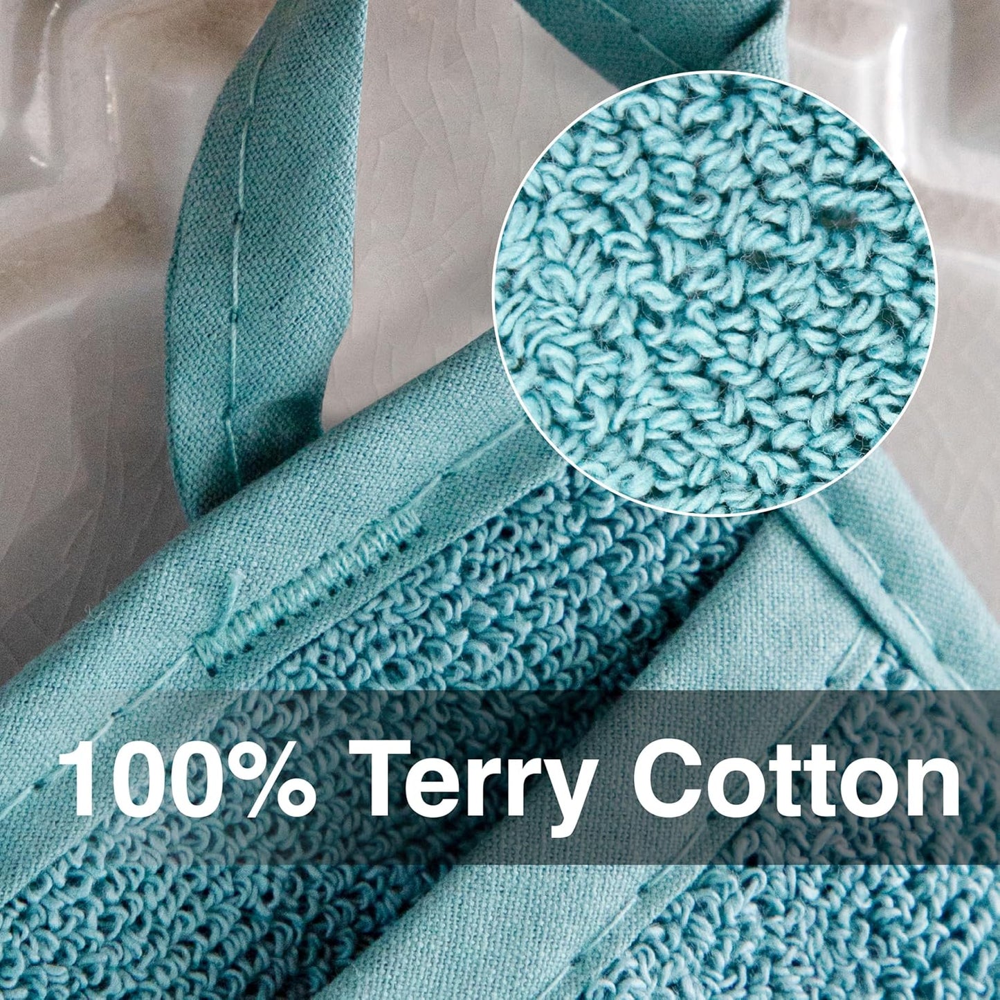 RITZ Terry Pocket Mitt & Hot Pad: Unparalleled Heat Resistant, Durable 100% Cotton – Ergonomically Designed for Optimal Grip – Easy-Care Machine Washable – 2-Pack, Dew