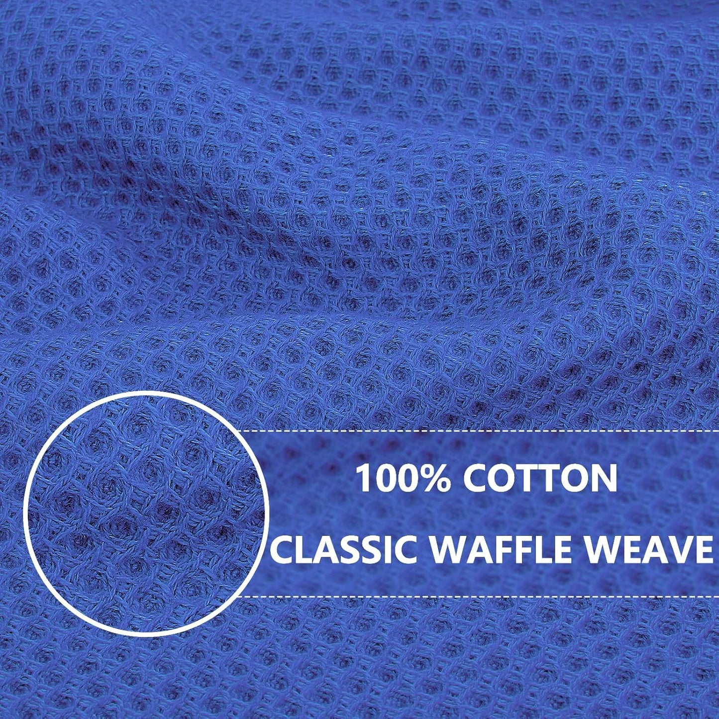 Homaxy 100% Cotton Waffle Weave Kitchen Dish Towels, Ultra Soft Absorbent Quick Drying Cleaning Towel, 13 x 28 Inches, 6-Pack, Blueberry
