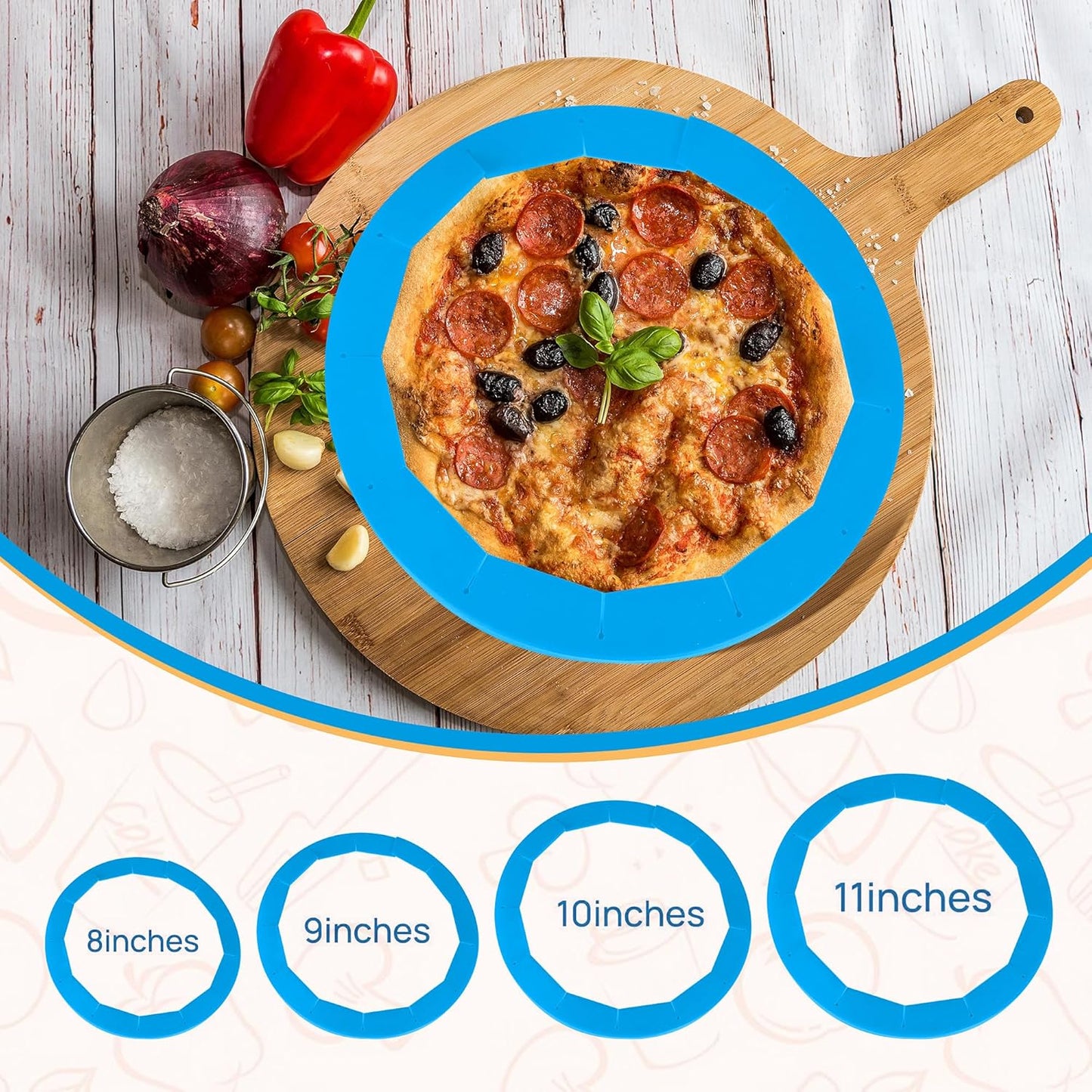 2 Pack Adjustable Pie Crust Shield Silicone Protectors - Bake Crust Protector Cover - Fit 8-11.4 Inch Pies (Blue)