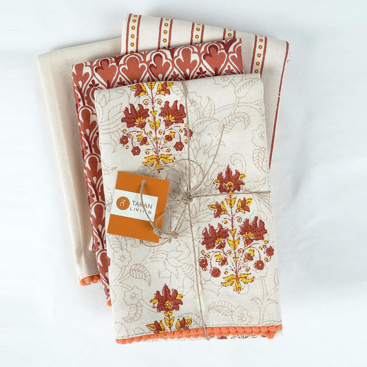 Kitchen Towels Dish Towels - Beige & Red Tea Towels for Spring-Printed Oversized Kitchen Decor Towels 18"x28" Pack of 4 Kitchen Counter Decor