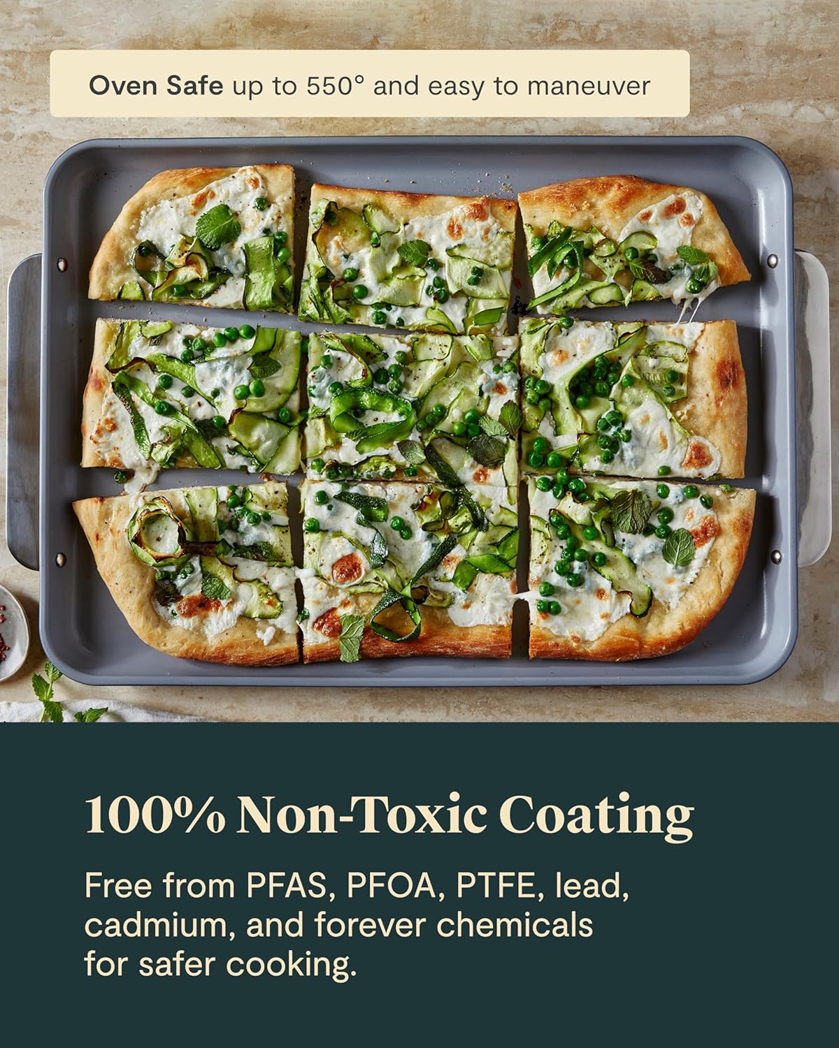 Caraway Non-Stick Ceramic Baking Sheet Duo - Naturally Slick Ceramic Coating - Non-Toxic, PTFE & PFOA Free - 18 x 13" Large & 15 x 10" Medium - Gray