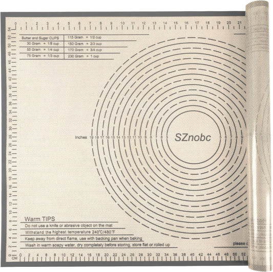 Silicone Pastry Mat 26x34 Inch Baking Mat with Measurement, Perfect for Dough, Pastry, Pie Crust, Fondant, Cookies, Bread, Pasta, Pizza, Food Grade Kitchen Counter Mats