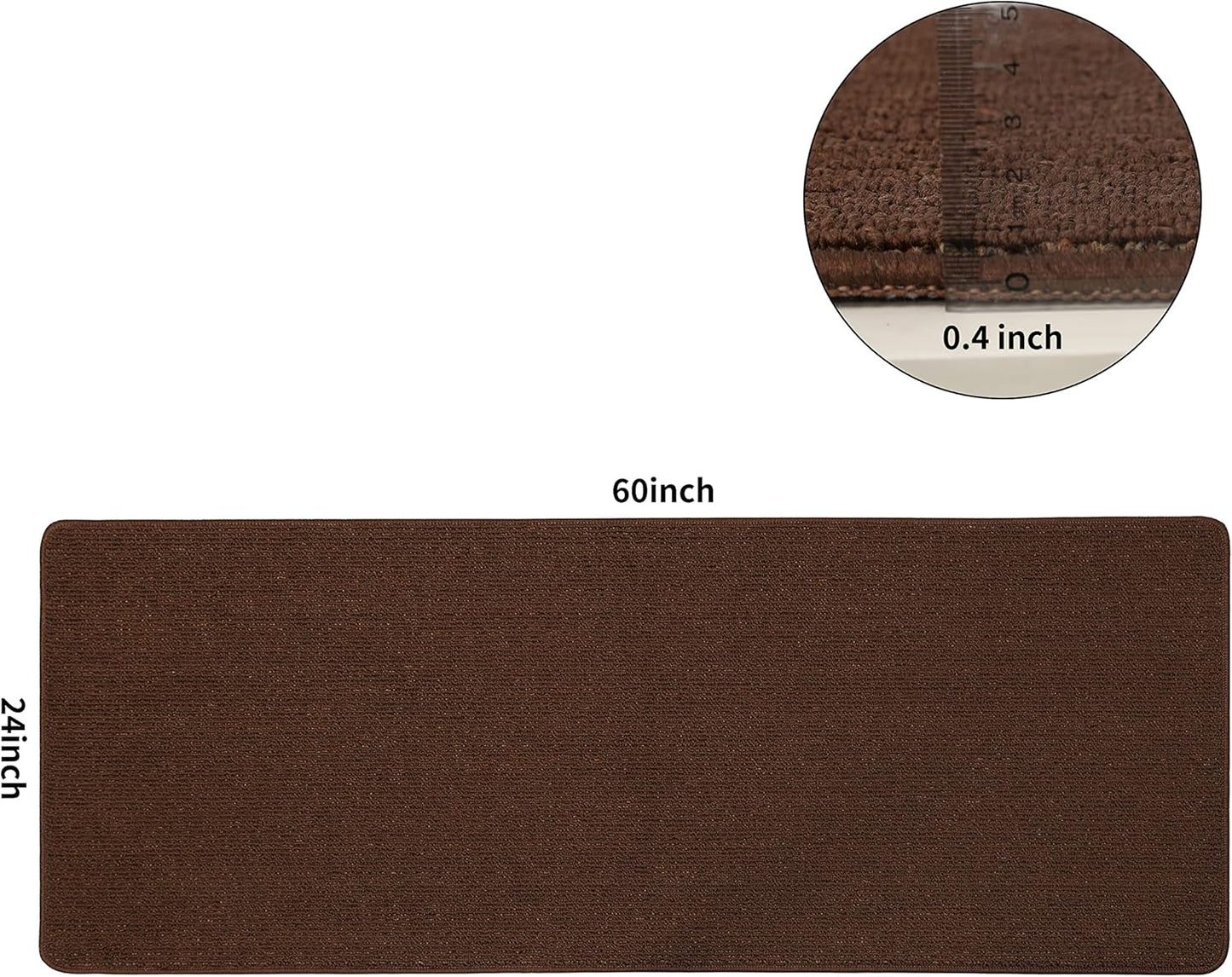 COSY HOMEER 24X60 Inch Kitchen Rug Mats Made of 100% Polypropylene Strip TPR Backing Soft Kitchen Mat Specialized in Anti Slippery and Machine Washable,for Kitchen, Floor,Brown