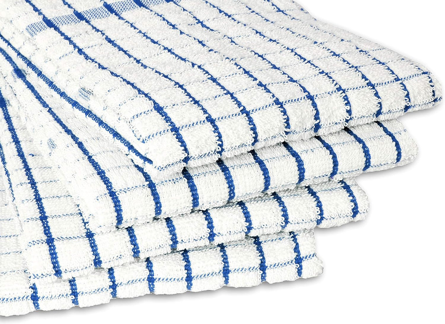 AMOUR INFINI Terry Dish Towels Pack of 4 Highly Absorbent Quick Dry Super Soft 20x28 Inch Kitchen Towel with Hanging Loop for Cleaning & Drying Dishes (Blue)
