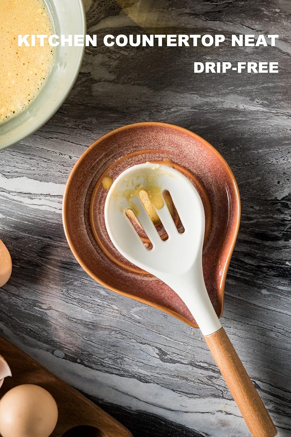 LAUCHUH Spoon Rest for Kitchen Counter, 5" Ceramic Spoon Holder for Stove Top Large Utensil Rest Farmhouse Kitchen Decor for Ladle, Cooking Spoons, Spatula, Tongs, Christmas, Kiln-Transformed Red