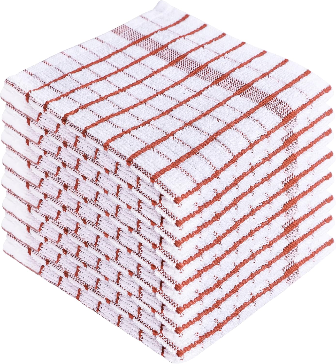 AMOUR INFINI Kitchen Dish Cloths Set of 8 - Ultra Soft, Highly Absorbent, Quick-Drying Terry Cotton Dishcloths 12"x12" Inch Wash & Cleaning Cloths for Kitchen & Dishwashing (Rust)