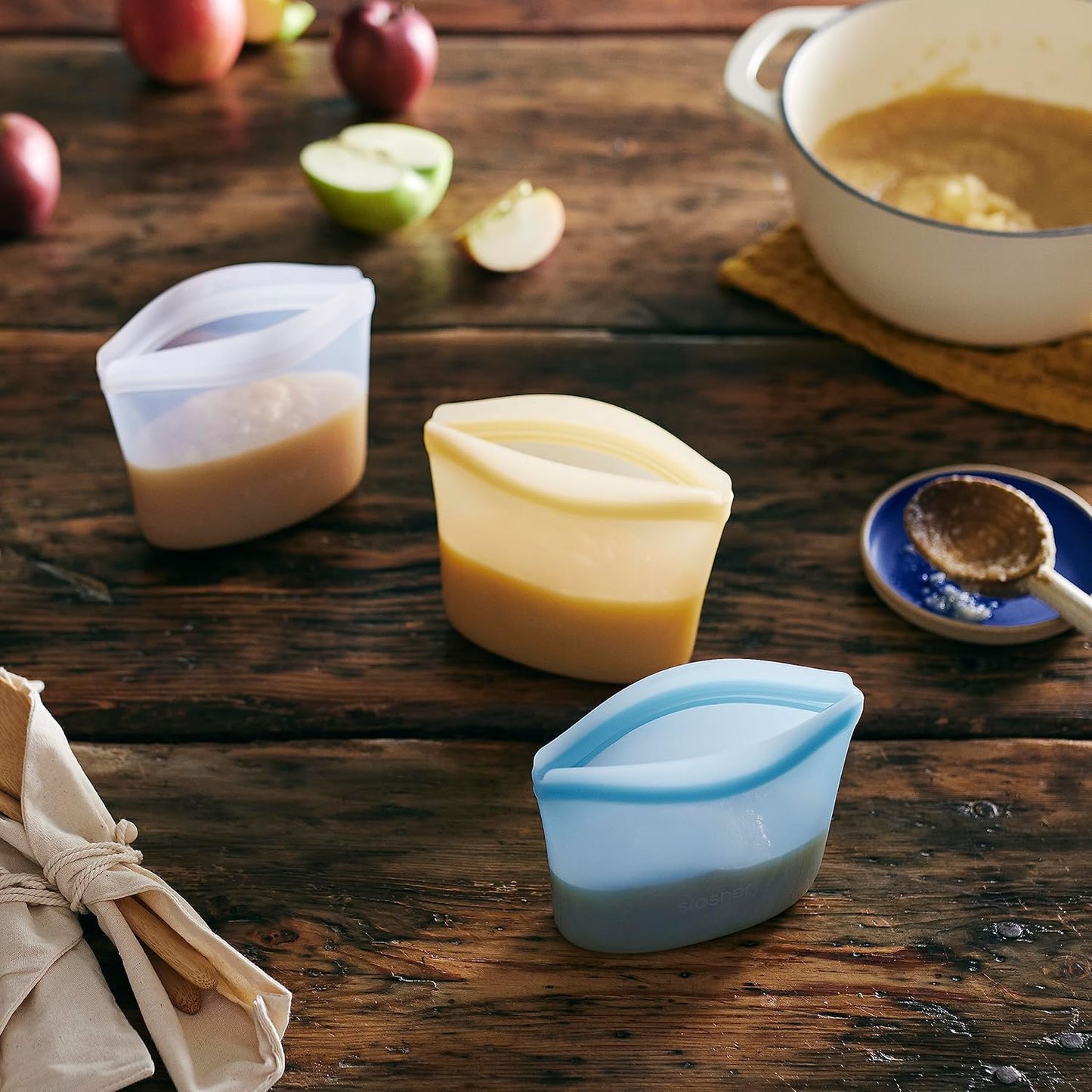 Stasher Premium Silicone Reusable Food Storage Bags, 4-Pack, Multi, Multi-Use Food Storage Bags, Lunch Bag, Travel Containers, BPA Free, Leak-free, Dishwasher-Safe, Eco-friendly