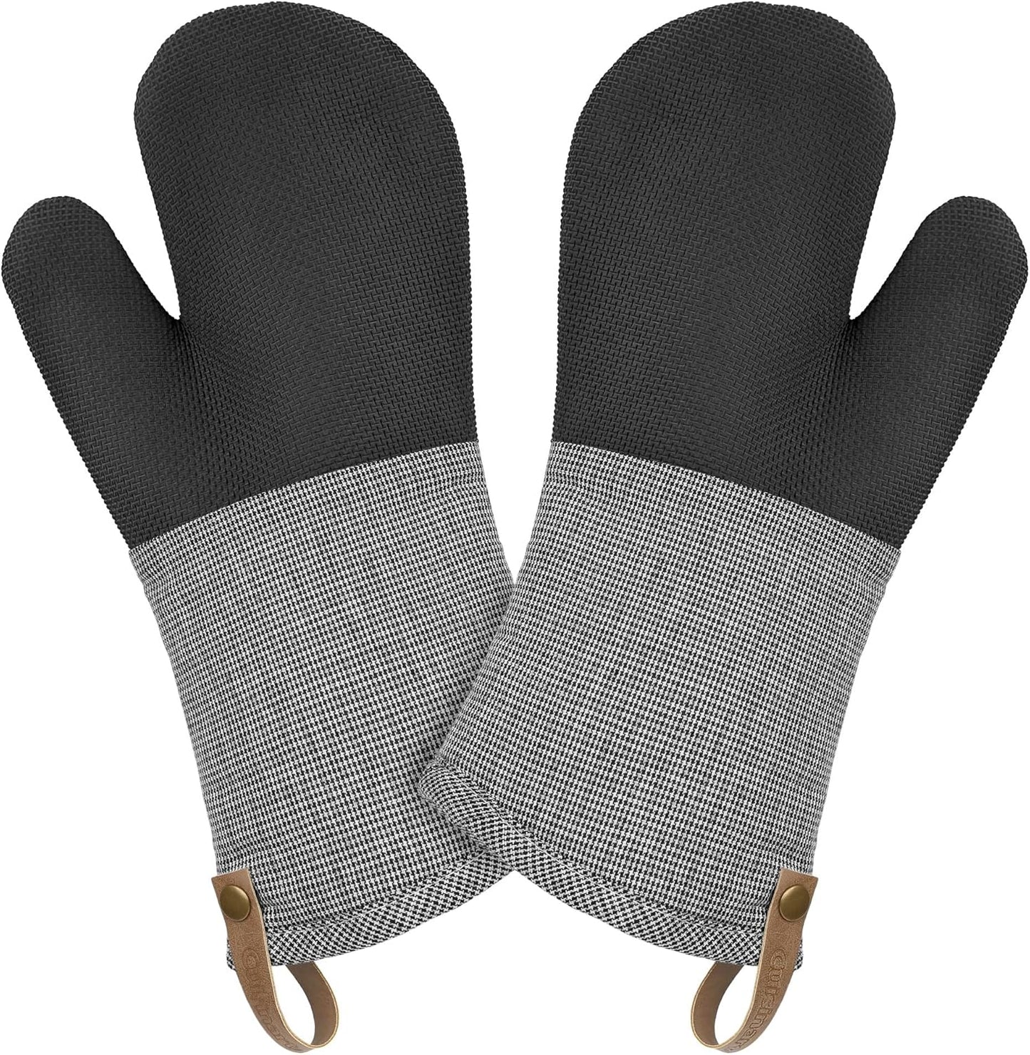 Cuisinart Heritage Kitchen Oven Mitts – Heat-Resistant Kitchen Mitts for Oven with Non-Slip Neoprene Palm, Long Cuff, and Cotton Filling – Durable Oven Gloves for Cooking, Baking, & Grilling