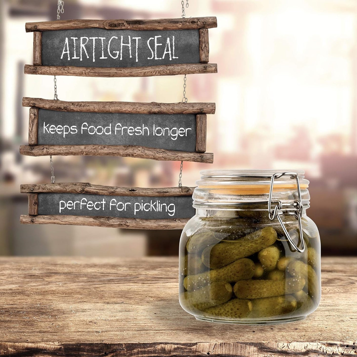 Galashield Glass Jars with Lids 24 oz Food Storage Jars with Airtight Lids Leak Proof Glass Canisters Kitchen Jars [Set of 2]