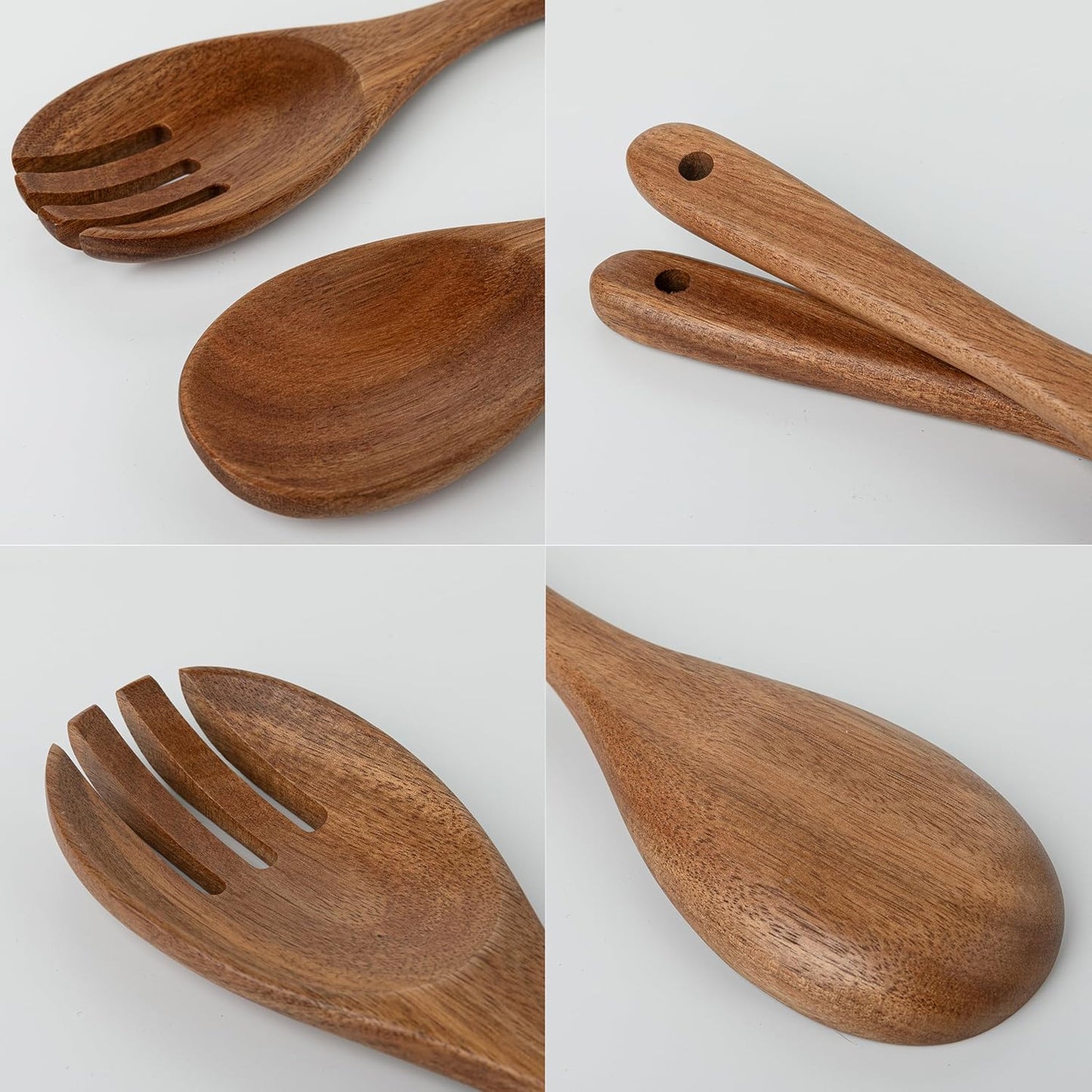 Wood Salad Servers, 10.5-inch Salad Spoon and Fork Serving Set, Set of 2 Wood Salad Serving Set, Wood Salad Tongs Salad Serving Tossing Utensils for Kitchen Stirring Mixing and Cooking