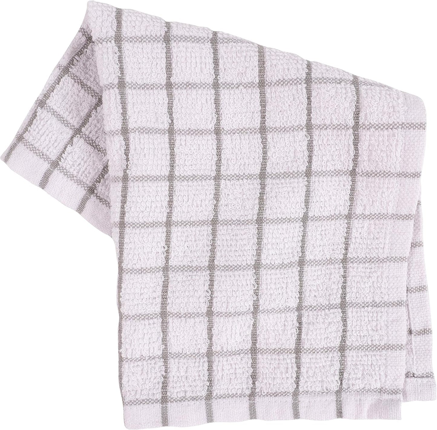 KAF Home Pantry 100% Cotton Checkered Grid Dish Cloths | Set of 6, 12 x 12 Inches | Absorbent and Machine Washable | Perfect for Cleaning Counters, and Any Household Spills - Gray