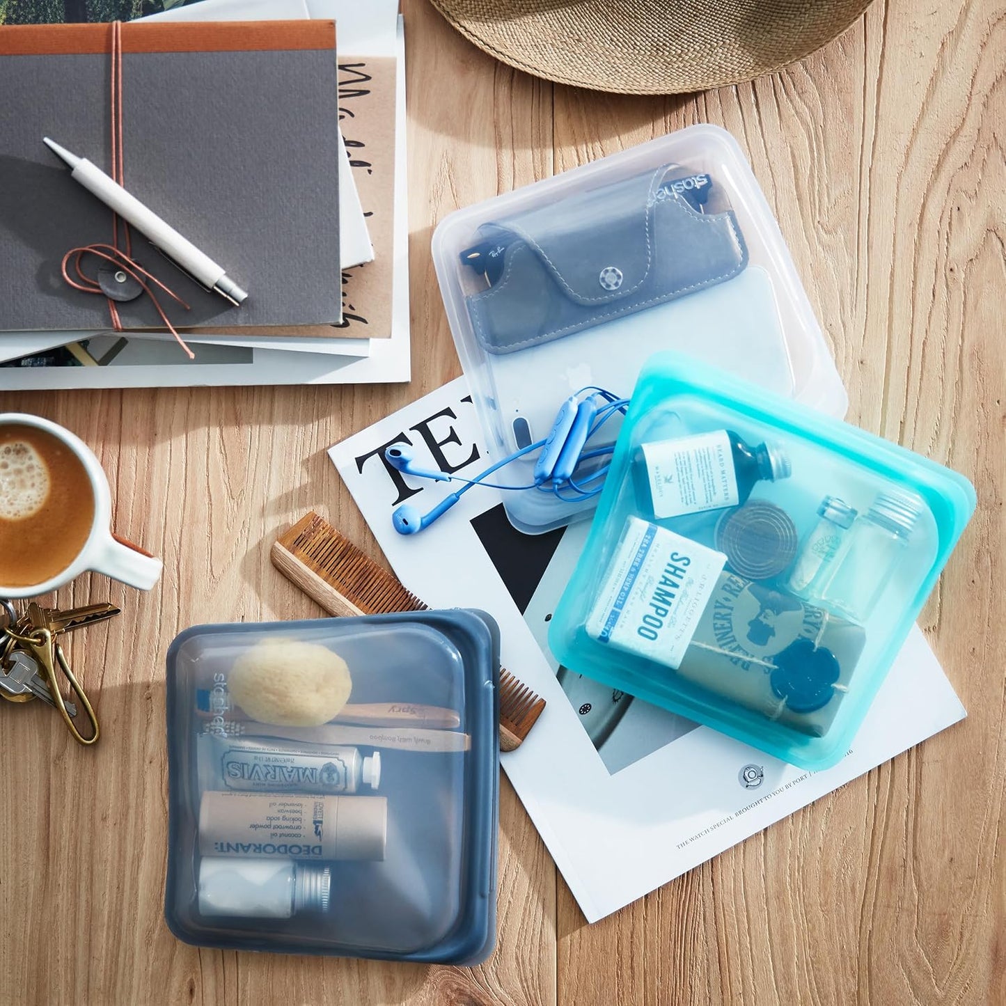 Stasher Premium Silicone Reusable Food Storage Sandwich Bag, Aqua, Microwave, Sous Vide, Dishwasher, Oven and Freezer Safe, BPA Free, Leak-free, Eco-friendly, 28 Oz